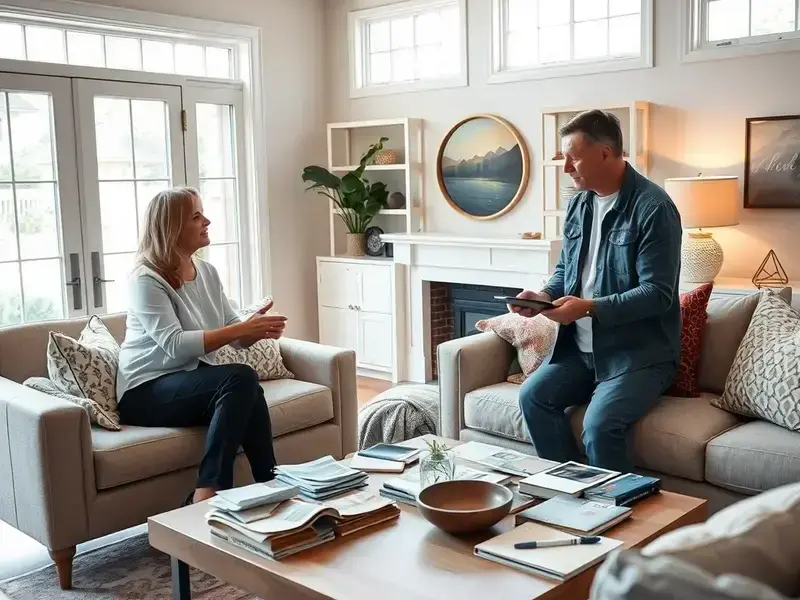 Initial consultation with fabric samples