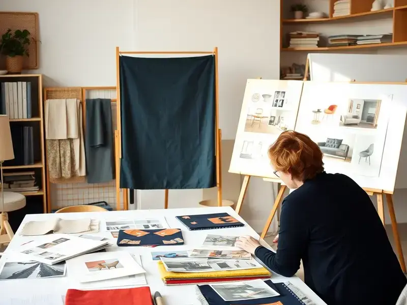 Design presentation with fabric swatches